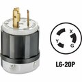 Leviton 20A 250V 3-Wire 2-Pole Industrial Grade Locking Cord Plug 121-02321-0PB